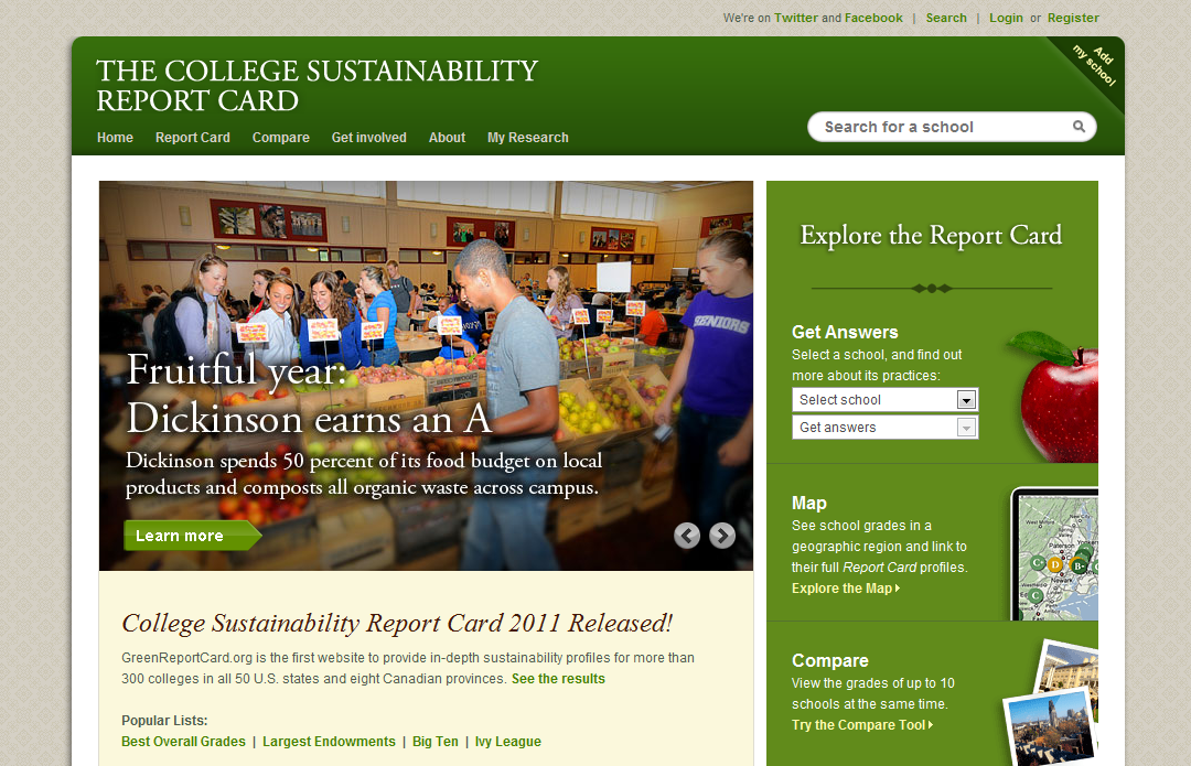 The 2010-11 College Sustainability Report Card Gives Gustavus Dining Service an “A”